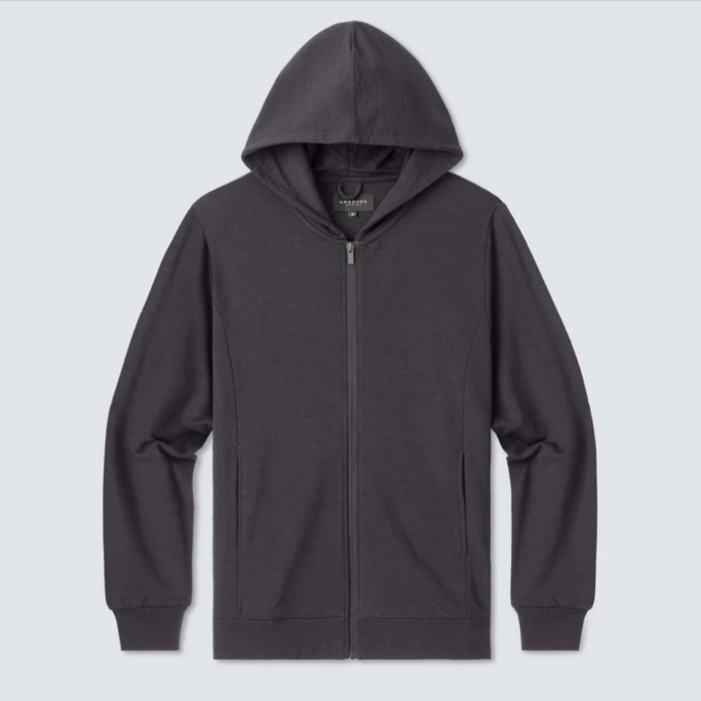 NEW Mens Unbound Merino Compact Travel Hoodie In Charcoal Size Large